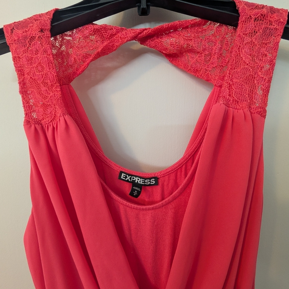 Express Coral Pink High Low Dress Size M